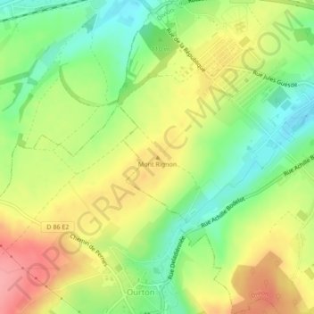 Mont Rignon topographic map, elevation, terrain