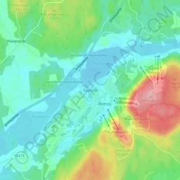 Säyrylä topographic map, elevation, terrain