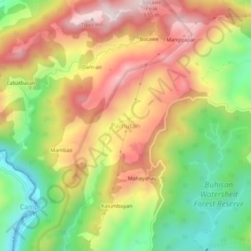 Pamutan topographic map, elevation, terrain