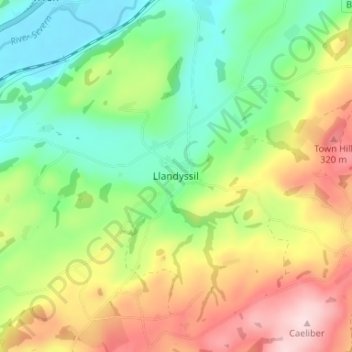 Llandyssil topographic map, elevation, terrain