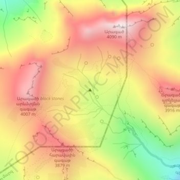 Aragats topographic map, elevation, terrain