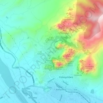 Kastraki topographic map, elevation, terrain