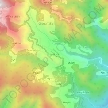 Jeolikote topographic map, elevation, terrain