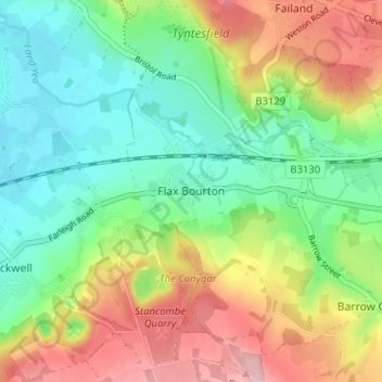 Flax Bourton topographic map, elevation, terrain