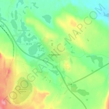 Svappavaara topographic map, elevation, terrain