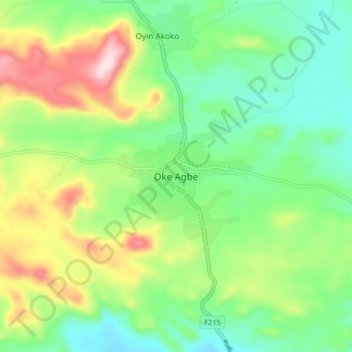 Oke Agbe topographic map, elevation, terrain