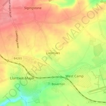 Llanmaes topographic map, elevation, terrain