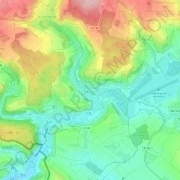 Beuren am Ried topographic map, elevation, terrain