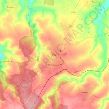 Isperih topographic map, elevation, terrain