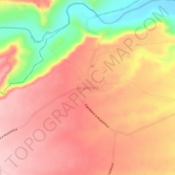 Acazónica topographic map, elevation, terrain