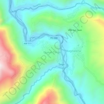 Nuevo Tingo topographic map, elevation, terrain