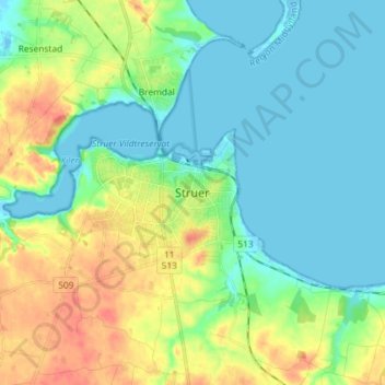 Struer topographic map, elevation, terrain