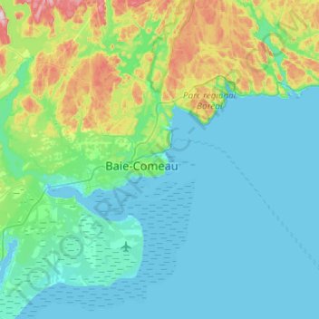 Baie-Comeau topographic map, elevation, terrain