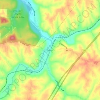 Sulphur topographic map, elevation, terrain