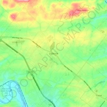 Limerick topographic map, elevation, terrain