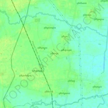 Phum Ta Skor topographic map, elevation, terrain