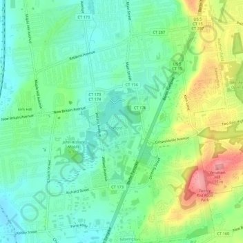 The Chase at Foxboro Condo Community topographic map, elevation, terrain