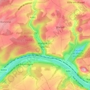 Marche-les-Dames topographic map, elevation, terrain