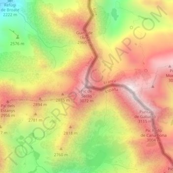 Pic de Sotllo topographic map, elevation, terrain