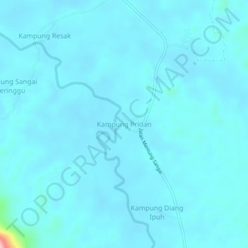 Kampung Pridan topographic map, elevation, terrain