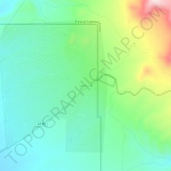 Wilhoit topographic map, elevation, terrain