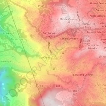 Asin topographic map, elevation, terrain