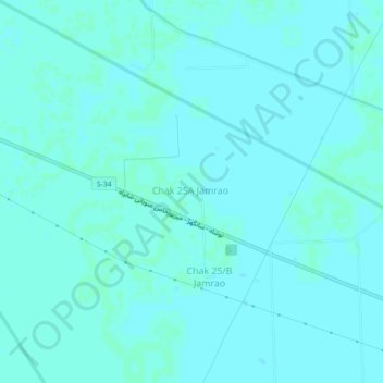 Deh 25A Jamrao topographic map, elevation, terrain