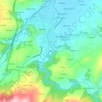 A Ribela topographic map, elevation, terrain