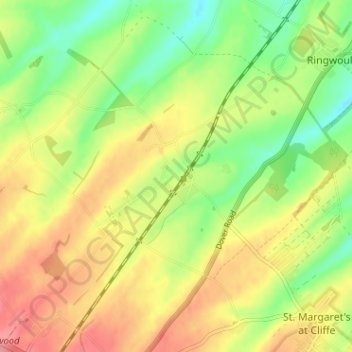 Martin Mill topographic map, elevation, terrain