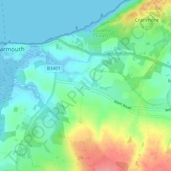 Thorley topographic map, elevation, terrain