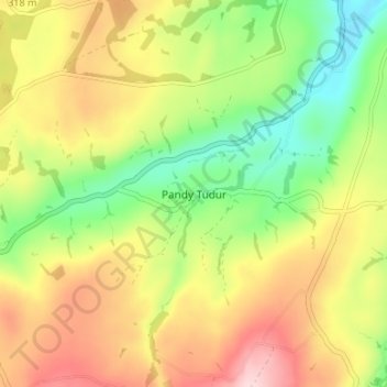 Pandy Tudur topographic map, elevation, terrain