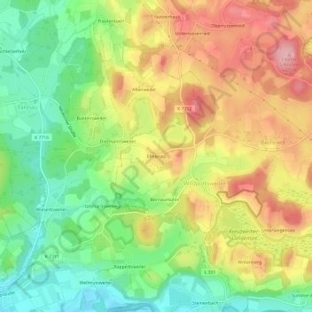 Elmenau topographic map, elevation, terrain