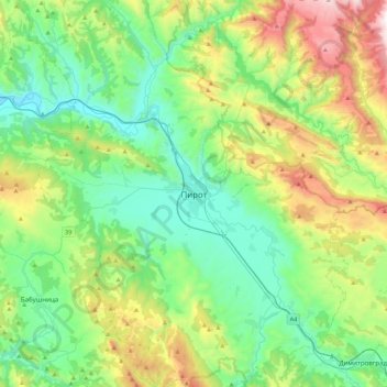 Pirot topographic map, elevation, terrain