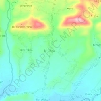 Tamansari topographic map, elevation, terrain