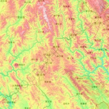 Ning’er topographic map, elevation, terrain