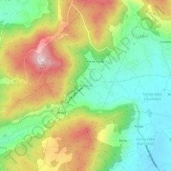 Balazar topographic map, elevation, terrain