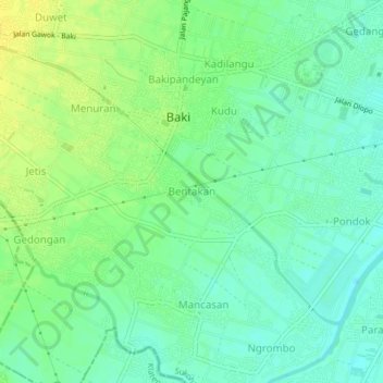 Bentakan topographic map, elevation, terrain