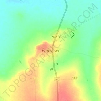 Pong Tamale topographic map, elevation, terrain