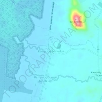 Kampung Temerlok topographic map, elevation, terrain