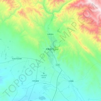 Altay topographic map, elevation, terrain