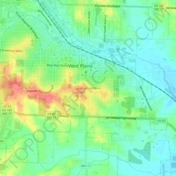 Summers Addition topographic map, elevation, terrain