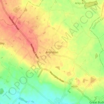 Antrobus topographic map, elevation, terrain