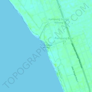 Pantai Sungai Nibung topographic map, elevation, terrain