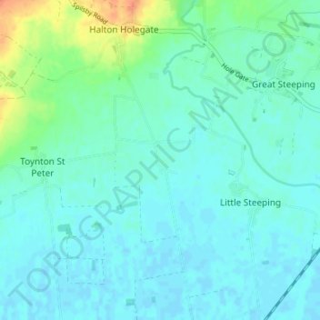 Halton Fenside topographic map, elevation, terrain