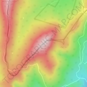 Tibbet Knob topographic map, elevation, terrain