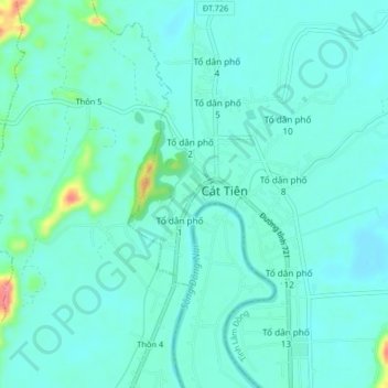 Bun Go topographic map, elevation, terrain