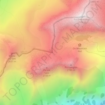Pass Lunghin topographic map, elevation, terrain