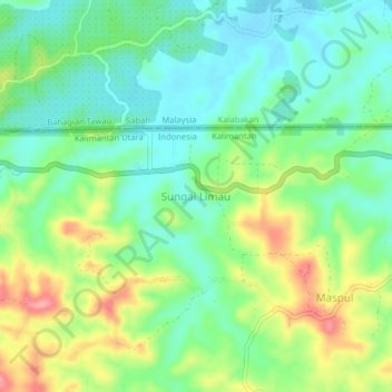 Sungai Limau topographic map, elevation, terrain