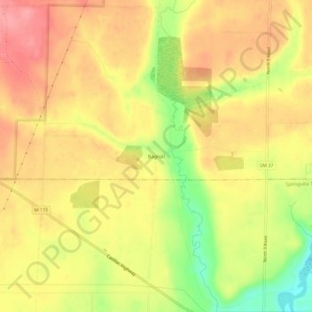 Bagnall topographic map, elevation, terrain