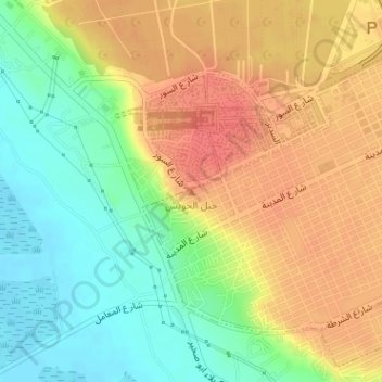 جبل الحويش topographic map, elevation, terrain